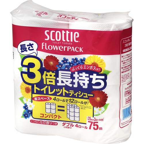 日本製紙クレシア スコッティフラワートイレット ４ロール　ダブル