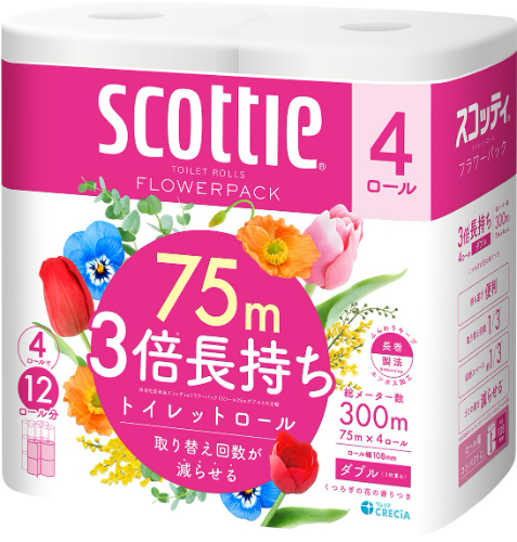 日本製紙クレシア スコッティフラワーパック ４ロール　シングル